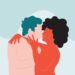 animación de pareja abrazada, representando salud sexual